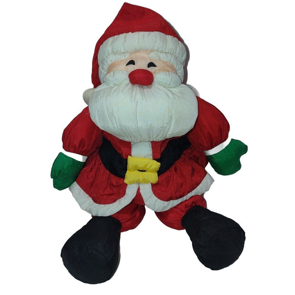 Vintage Christmas Plush Santa Claus Puff Stuffed Holiday Toy Collectible